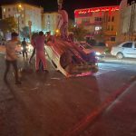واژگونی پراید میدان آزادی ساوه | حوادث ساوه